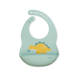 Babero silicona "Party" verde caza