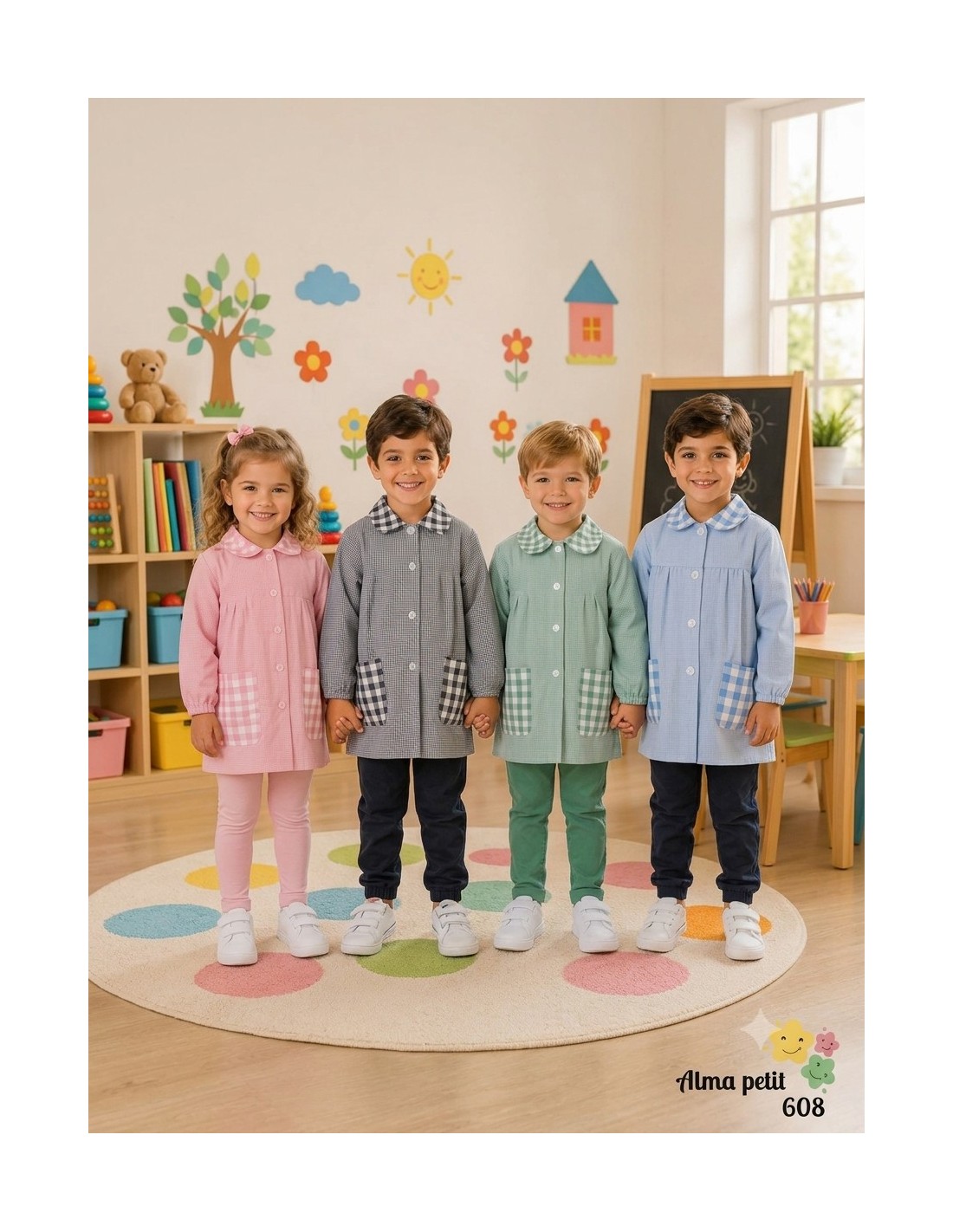 Baby personalizado con botones y mangas para la escuela infantil, guarde o cole (con nombre bordado)