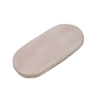 Sábana Rayas Ajustable + Muselina Vichy Praliné