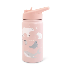 Botella termica infantil con pajita Saro Antártida rosa