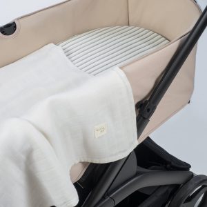 Sabana ajustable cuco + muselina Botton rayas Walking Mum